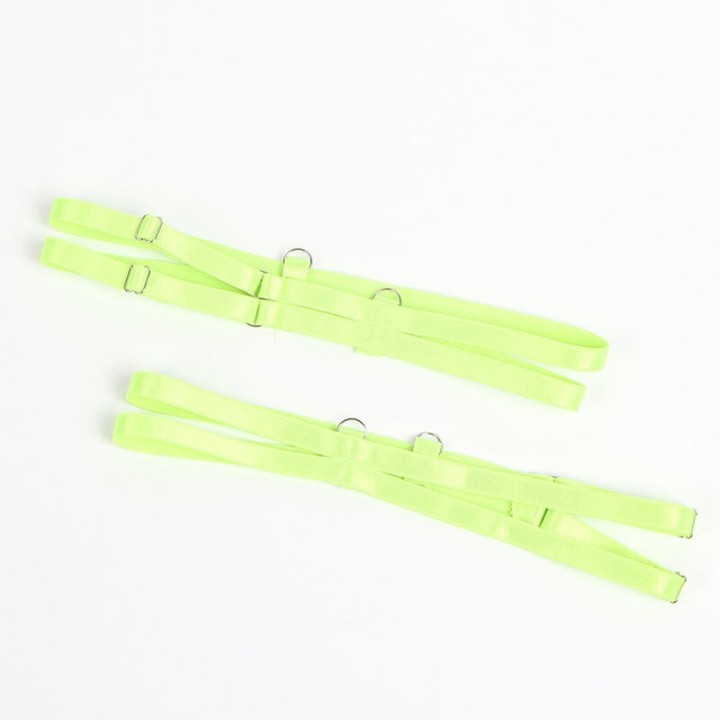 SUBBLIME - 955311 SET OF BRA WITH LACE AND GARTER LINES GREEN AND BLUE S/M