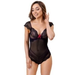 LIVCO CORSETTI FASHION - EVELYN LC 20243 BODY WITH LACE TRIMMING AND TRANSPARENCIES BLACK L/XL