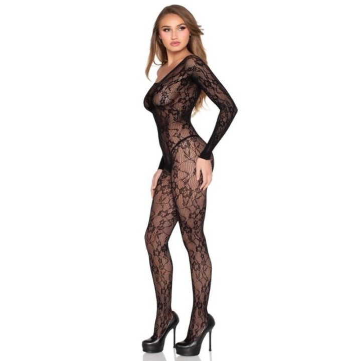 LEG AVENUE - 89366 LACE LINGERIE BODYSTOCKING BLACK - ONE SIZE