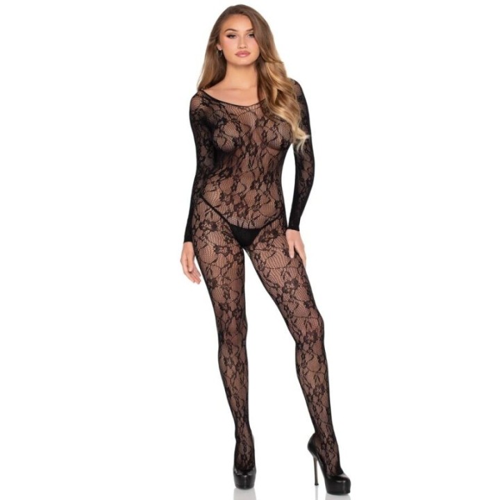 LEG AVENUE - 89366 LACE LINGERIE BODYSTOCKING BLACK - ONE SIZE
