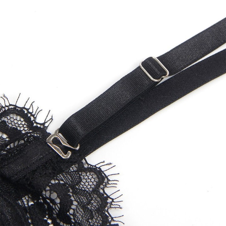 SUBBLIME - 955502 LACE BODYSUIT WITH BOWS AND GARTERS BLACK L/XL