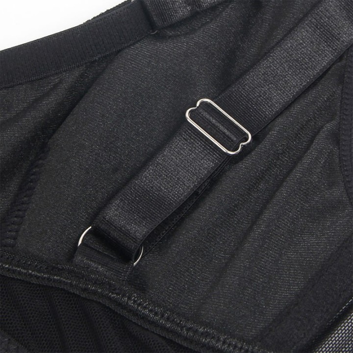 SUBBLIME - 955243 BLACK BONDAGE BRA WITH GARTER SET L/XL