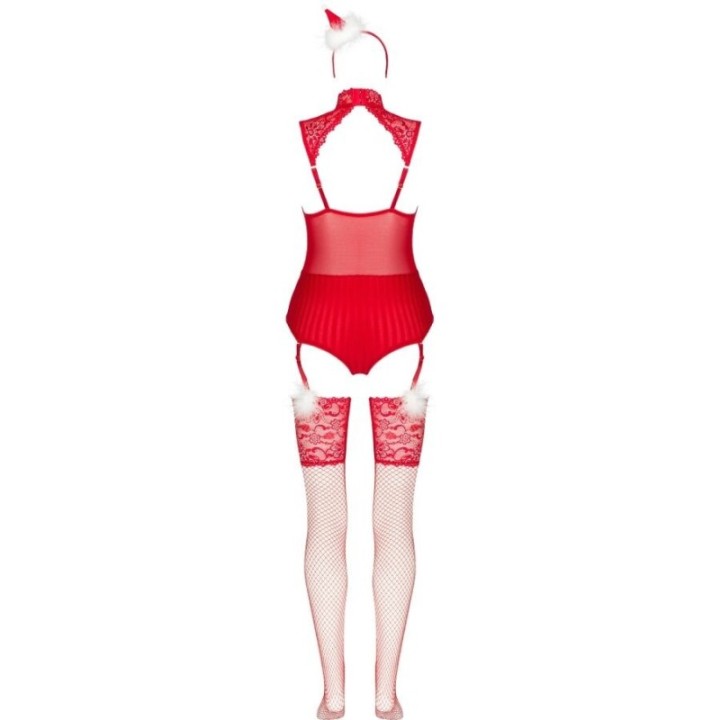 LIVCO CORSETTI FASHION - LIMPID SNOWFLAKES LC 90604 BODY + STOCKINGS + CHRISTMAS HEADBAND L/XL