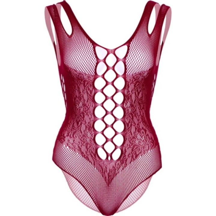 LEG AVENUE - 81641X SEAMLESS BODYSUIT BURGUNDY SIZE 1X/2X