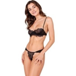 PASSION - TIVOLEA BRA + THONG SET BLACK S/M