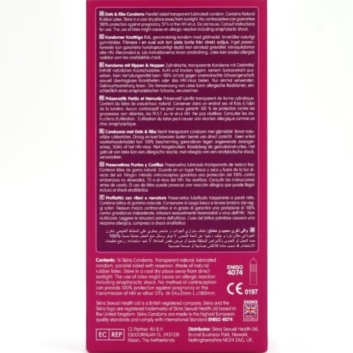 SKINS - DOTS & RIBS PREMIUM CONDOMS PACK 16