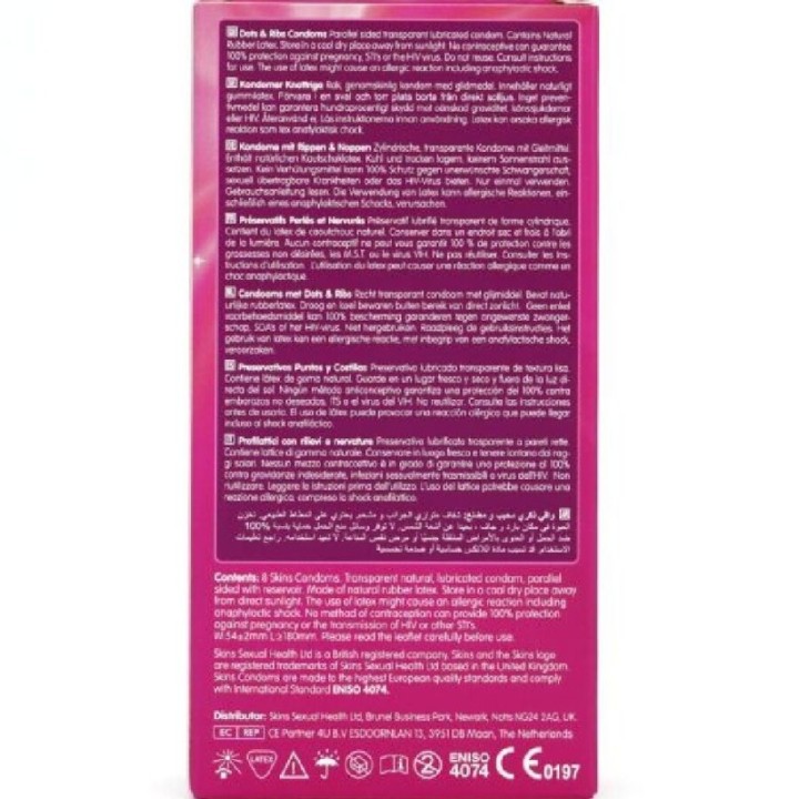 SKINS - DOTS & RIBS PREMIUM CONDOMS PACK 8