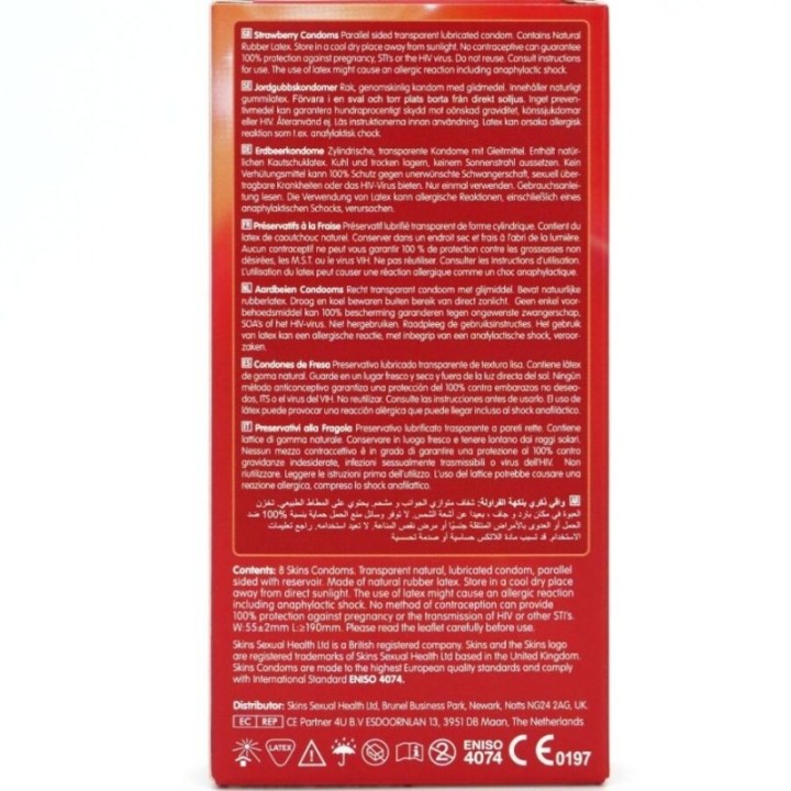 SKINS - STRAWBERRY PREMIUM CONDOMS PACK 8