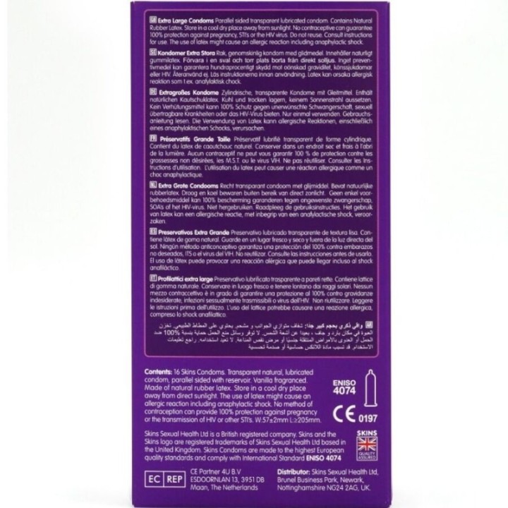 SKINS - EXTRA LARGE PREMIUM CONDOMS PACK 16