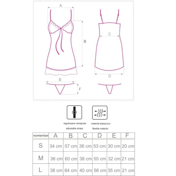 LIVCO CORSETTI FASHION - HYEONA 1710 BABYDOLL + THONG ROSE S