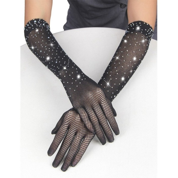 SUBBLIME - 957469SHINE TRANSPARENT GLOVES BLACK S/M