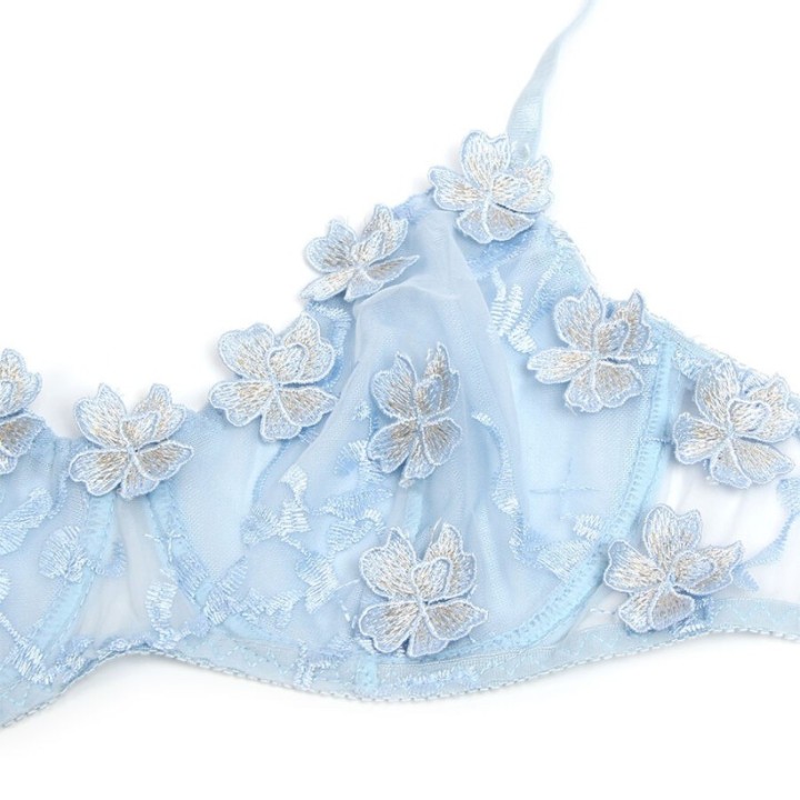 SUBBLIME - 957636 FLOWER EMBROIDERED BRA AND PANTIES SET SKY BLUE L/XL