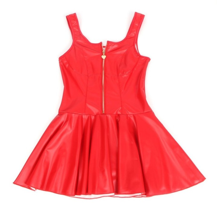SUBBLIME - 957698 HEART ZIPPER LEATHER DRESS RED L/XL