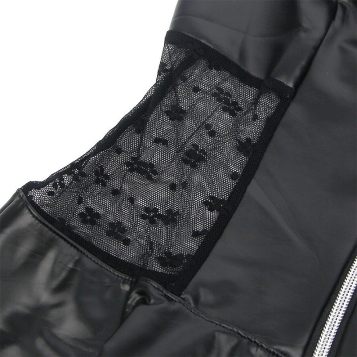 SUBBLIME - 957704 LACE ZIPPER LEATHER DRESS BLACK S/M