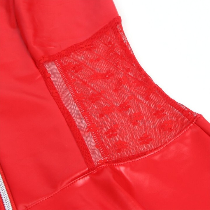 SUBBLIME - 957735 LACE ZIPPER LEATHER DRESS RED L/XL