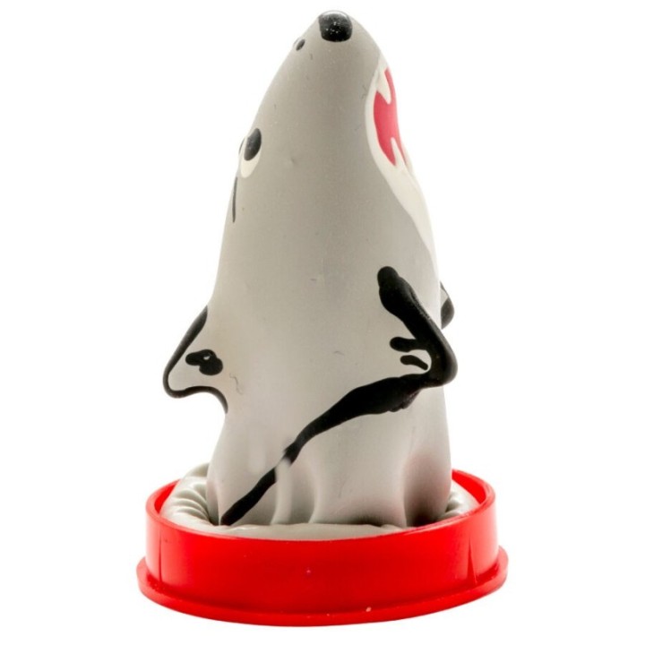 CONDOMERIE - HANDPAINTED NOVELTY CONDOMS SHARK MODEL 1