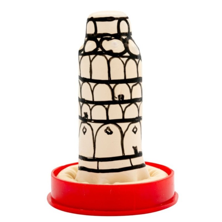 CONDOMERIE - HANDPAINTED NOVELTY CONDOMS PISA TOWER