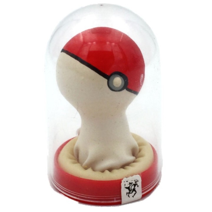 CONDOMERIE - HANDPAINTED NOVELTY CONDOMS POKEBALL RED-WHITE