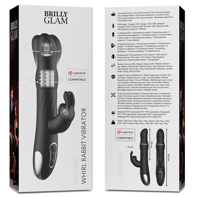 BRILLY GLAM - MOEBIUS RABBIT VIBRATOR & ROTATOR + MANDO CONTROL REMOTO WATCHME - Imagen 7