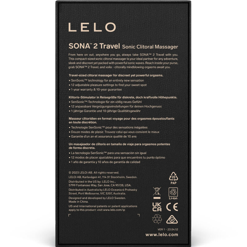 LELO - SONA 2 TRAVEL MASAJEADOR SÓNICO DE CLÍTORIS ROSA - Imagen 6