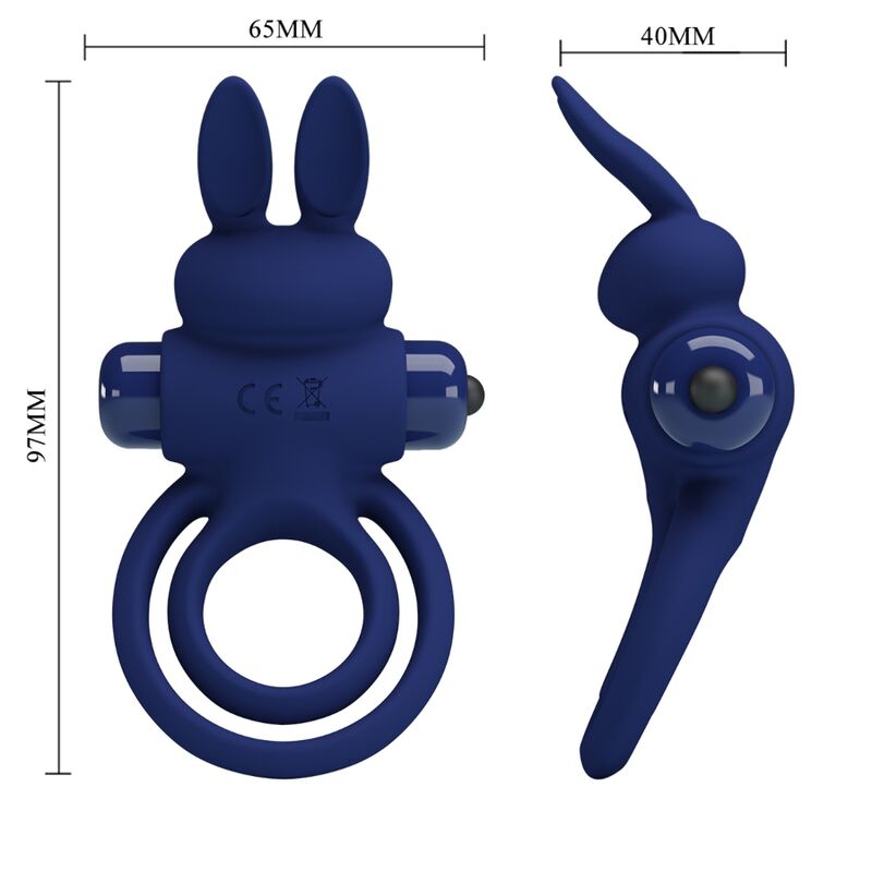 PRETTY LOVE - DAREY DOBLE ANILLO VIBRADOR RABBIT AZUL - Imagen 6