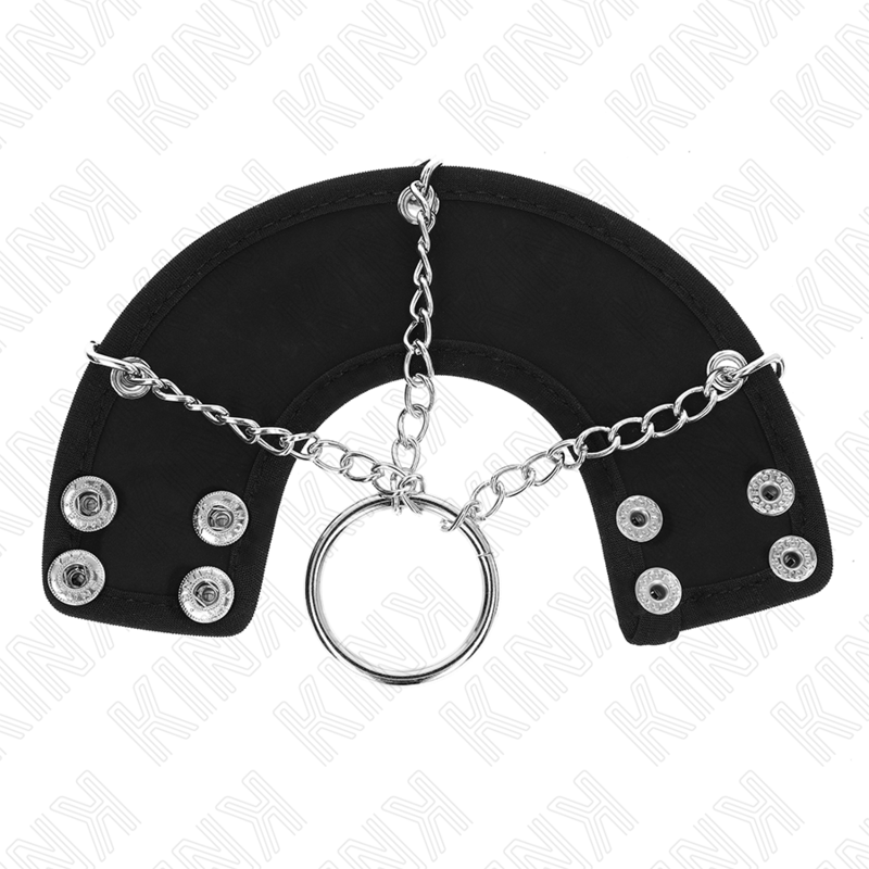 KINK - ANILLO PENE 4 CM CADENA 7 CM METAL CON CINTURÓN POLIPIEL - Imagen 3
