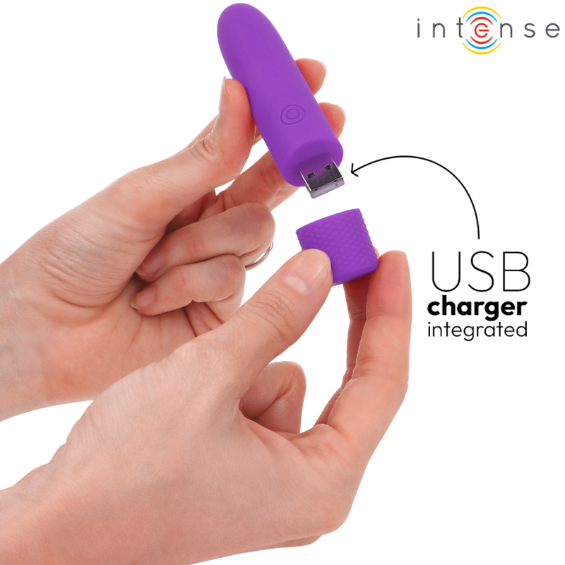 INTENSE - SYMONE BALA VIBRADORA RECARGABLE POR USB 8 VIBRACIONES MORADO 10 X 2.2 CM - Imagen 5