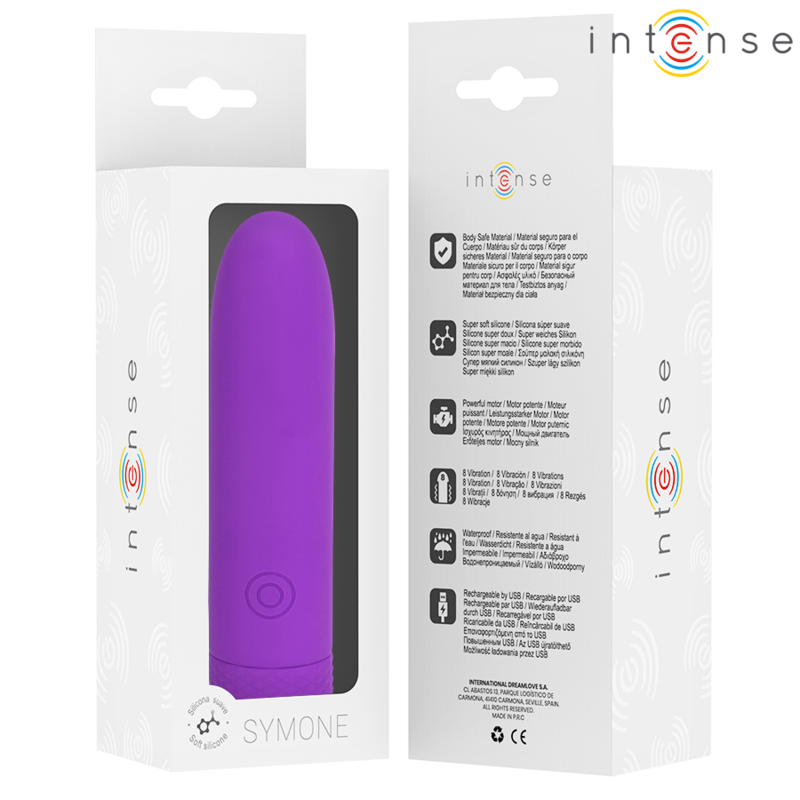 INTENSE - SYMONE BALA VIBRADORA RECARGABLE POR USB 8 VIBRACIONES MORADO 10 X 2.2 CM - Imagen 7