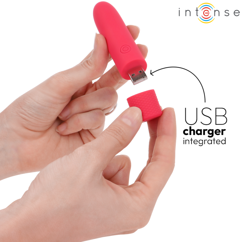 INTENSE - SYMONE BALA VIBRADORA RECARGABLE POR USB 8 VIBRACIONES ROJO 10 X 2.2 CM - Imagen 5
