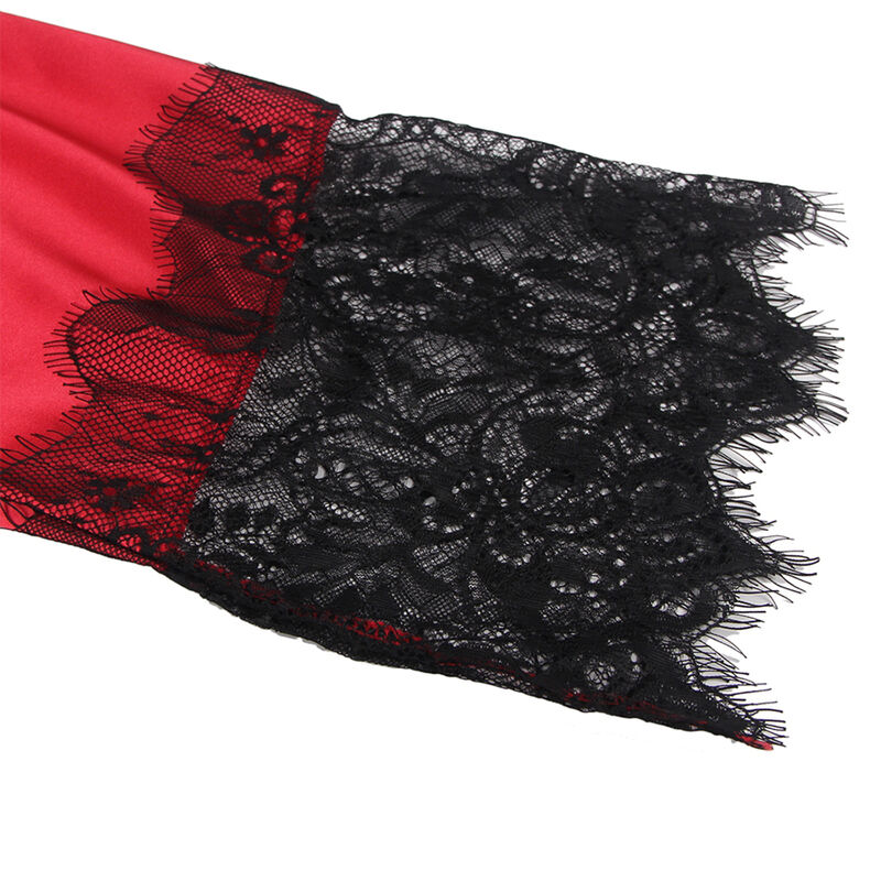 SUBBLIME - 954024 CAMISON DE ENCAJE ESPALDA TRANSPARENTE + TANGA ROJO/NEGRO L/XL - Imagen 8