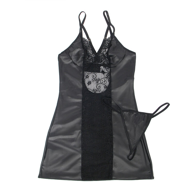 SUBBLIME - 954178 VESTIDO + TANGA CUERO NEGRO L/XL - Imagen 5