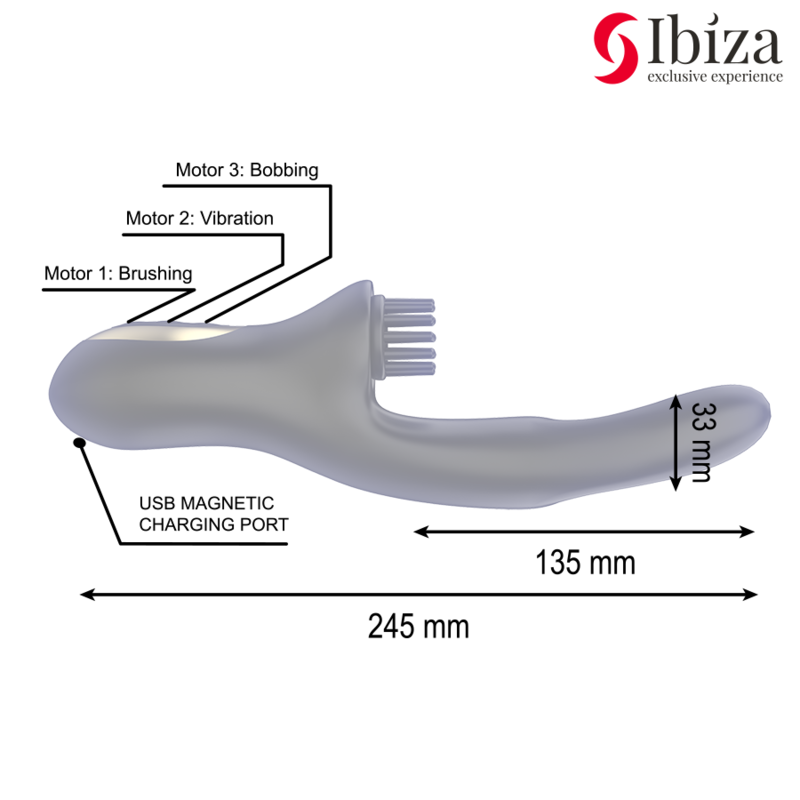 IBIZA - VIBRADOR HI-TECH RABITT BRUSHING MULTI CELDAS CLITORIALES Y DOBLE WAVE - Imagen 3