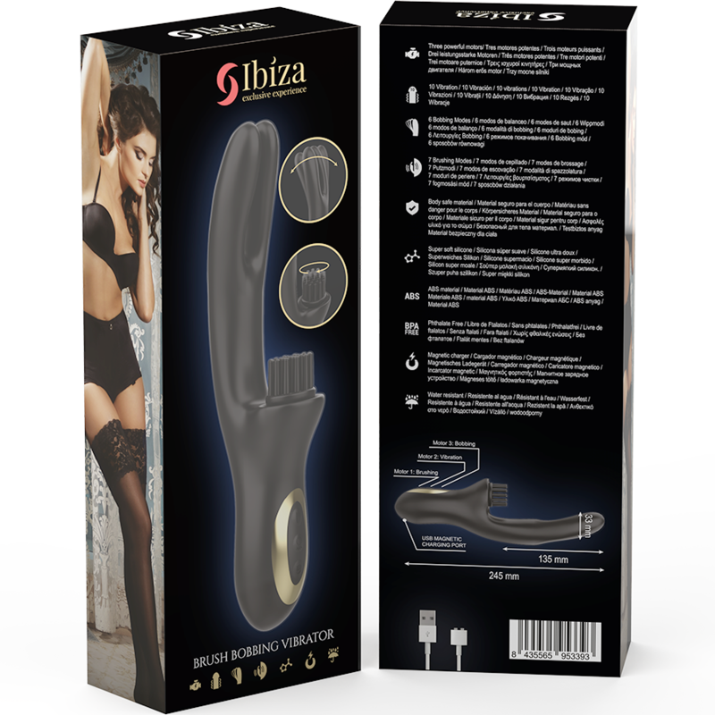 IBIZA - VIBRADOR HI-TECH RABITT BRUSHING MULTI CELDAS CLITORIALES Y DOBLE WAVE - Imagen 6