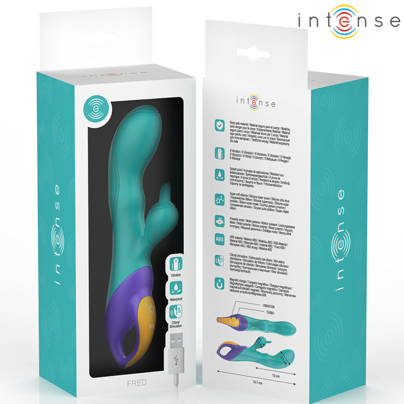 INTENSE - FRED VIBRADOR RECARGABLE RABBIT AZUL - Imagen 6