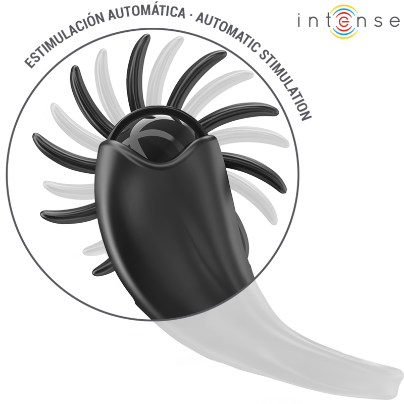 INTENSE - MABEL ANILLO VIBRADOR 10 VIBRACIONES CON ESTIMULADOR DE CLÍTORIS NEGRO - Imagen 2