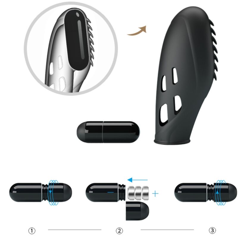 PRETTY LOVE - GILO VIBRADOR DE DEDO SILICONA NEGRO - Imagen 7