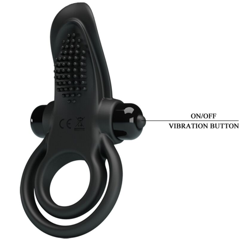PRETTY LOVE - DOBLE ANILLO VIBRADOR + ESTIMULADOR CLÍTORIS 10 VIBRACIONES NEGRO - Imagen 4