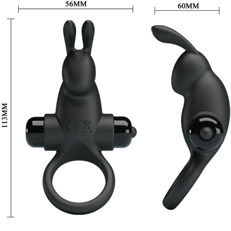 PRETTY LOVE - ANILLO VIBRADOR + ESTIMULADOR RABBIT CLÍTORIS 10 VIBRACIONES NEGRO - Imagen 3