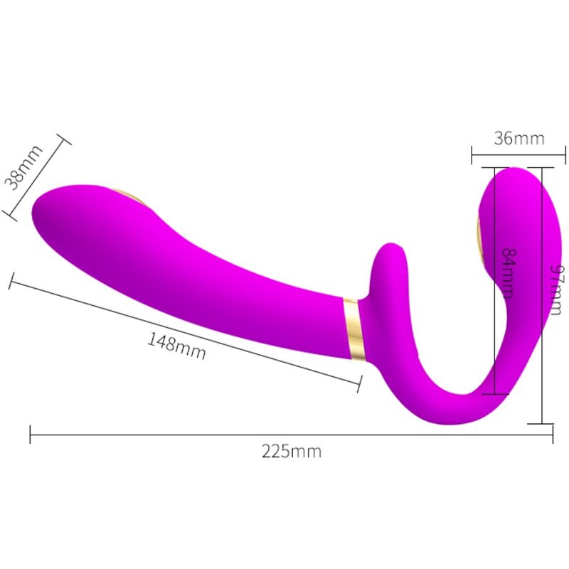 PRETTY LOVE - THUNDERBIRD VIBRADOR DOBLE STRAP-ON CONTROL REMOTO MORADO - Imagen 4