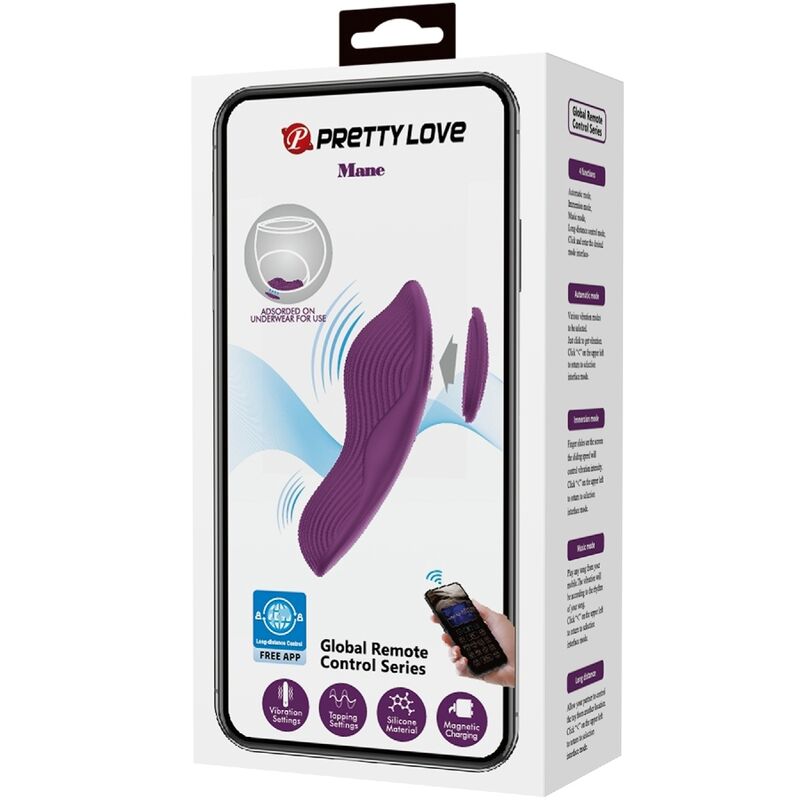 PRETTY LOVE - MANE MASAJEADOR LAY ON CLÍTORIS 10 VIBRACIONES CONTROL REMOTO MORADO - Imagen 6