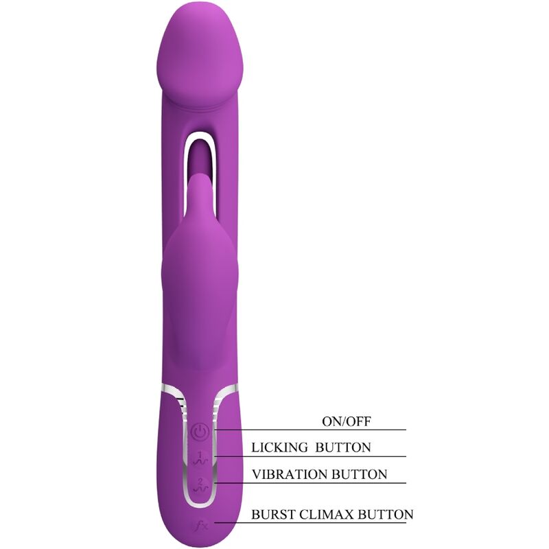 PRETTY LOVE - KAMPAS VIBRADOR RABBIT MULTIFUNCIÓN 3 EN 1 MORADO - Imagen 6