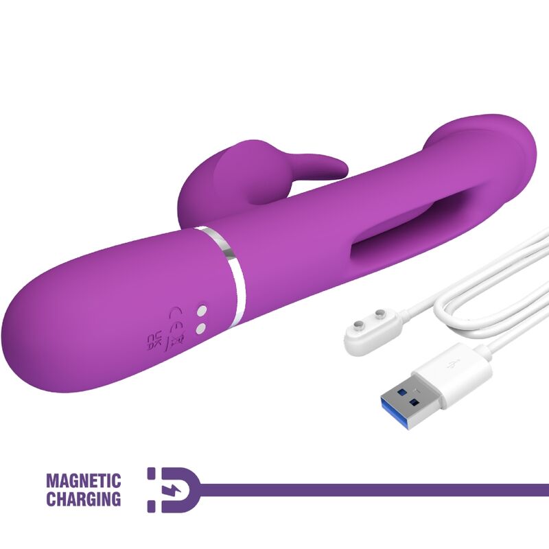 PRETTY LOVE - KAMPAS VIBRADOR RABBIT MULTIFUNCIÓN 3 EN 1 MORADO - Imagen 7