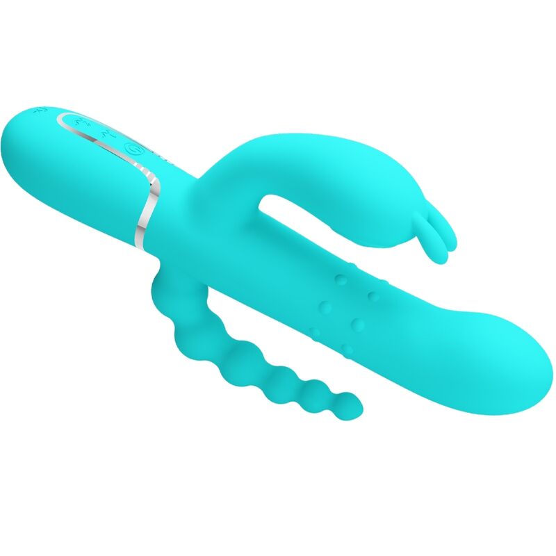 PRETTY LOVE - CAMMY TRIPLE VIBRADOR RABBIT MULTIFUNCIÓN 4 EN 1 AZUL - Imagen 4