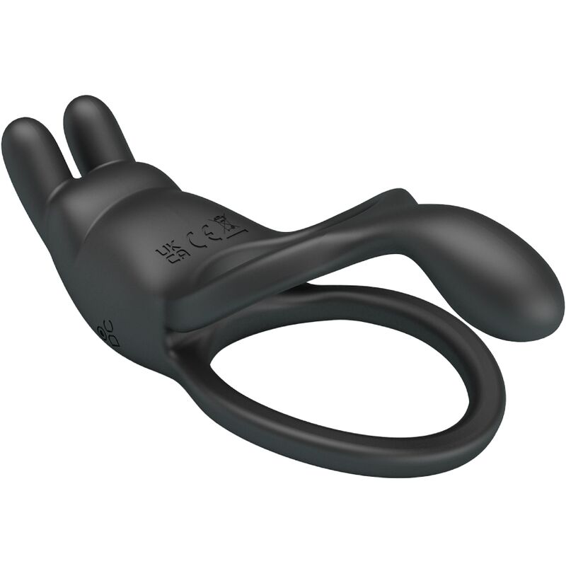 PRETTY LOVE - SETH DOBLE ANILLO VIBRADOR RABBIT 7 VIBRACIONES NEGRO - Imagen 4