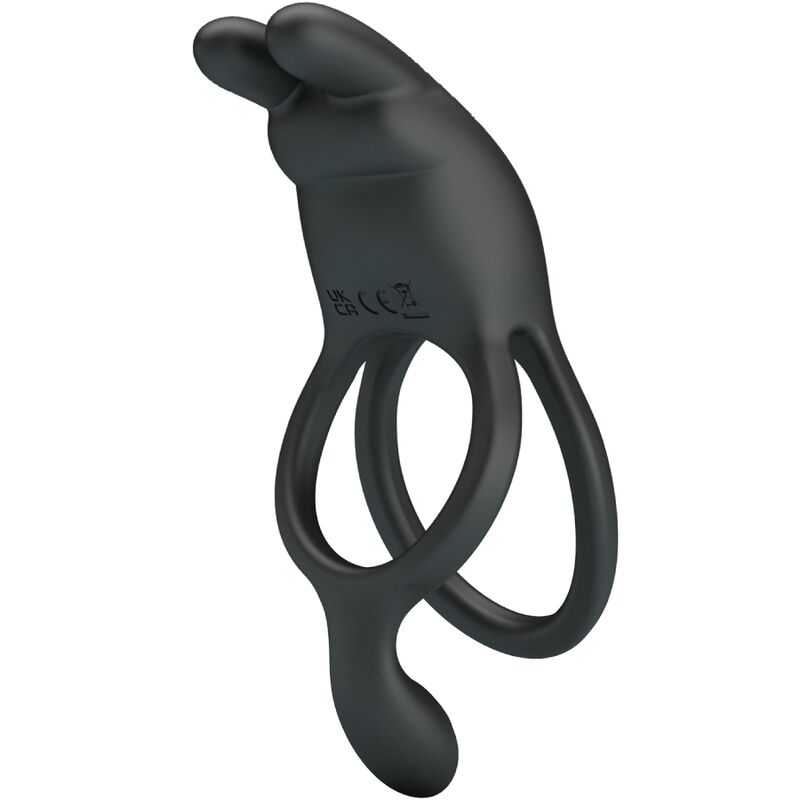 PRETTY LOVE - SETH DOBLE ANILLO VIBRADOR RABBIT 7 VIBRACIONES NEGRO - Imagen 3