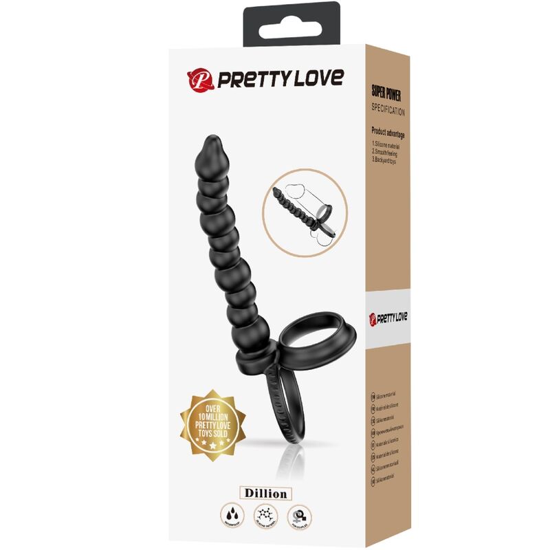 PRETTY LOVE - DILLION ANILLO PENE PARA DOBLE PENETRACIÓN NEGRO - Imagen 7
