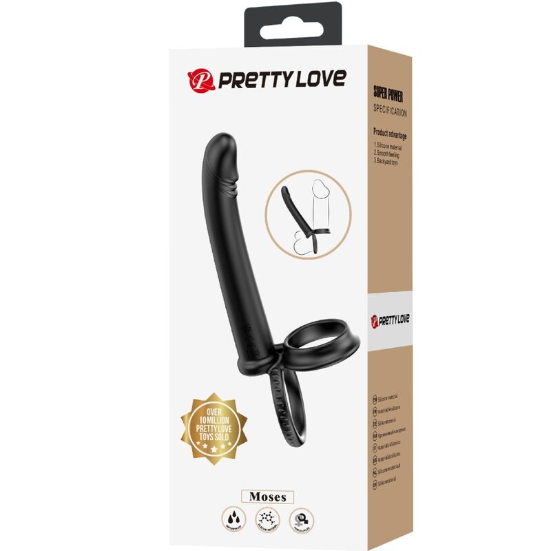 PRETTY LOVE - MOSES ANILLO DOBLE PENE PARA DONLE PENETACIÓN NEGRO - Imagen 8