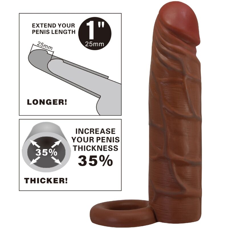 PRETTY LOVE - KAILE FUNDA PARA PENE CON EXTENSIÓN DE 2.5 CM MULATO - Imagen 6