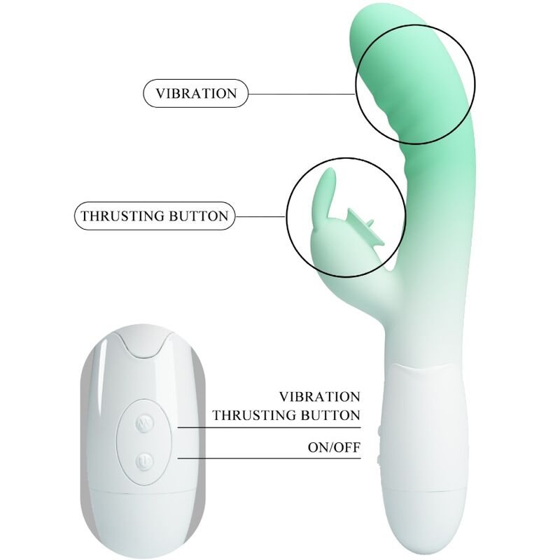 PRETTY LOVE - CERBERUS VIBRADOR RABBIT 3O VIBRACIONES VERDE - Imagen 7