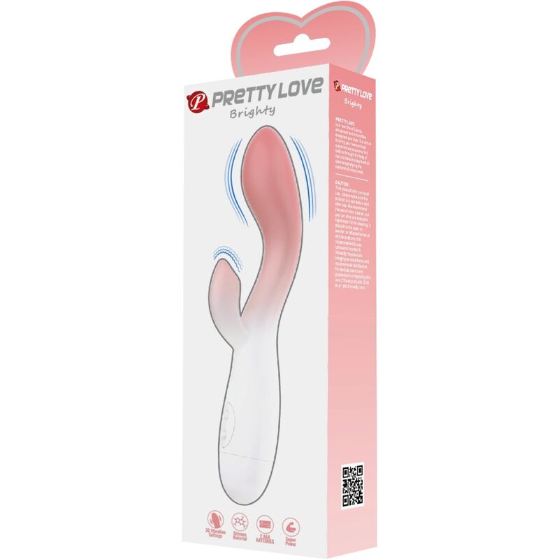PRETTY LOVE - BRIGHTY VIBRADOR PUNTO G + ESTIMULADOR CLÍTORIS 30 VIBRACIONES ROSA - Imagen 6